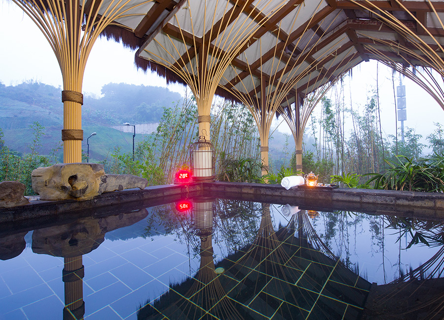 Outdoor heated pool in a remote, spa-setting
