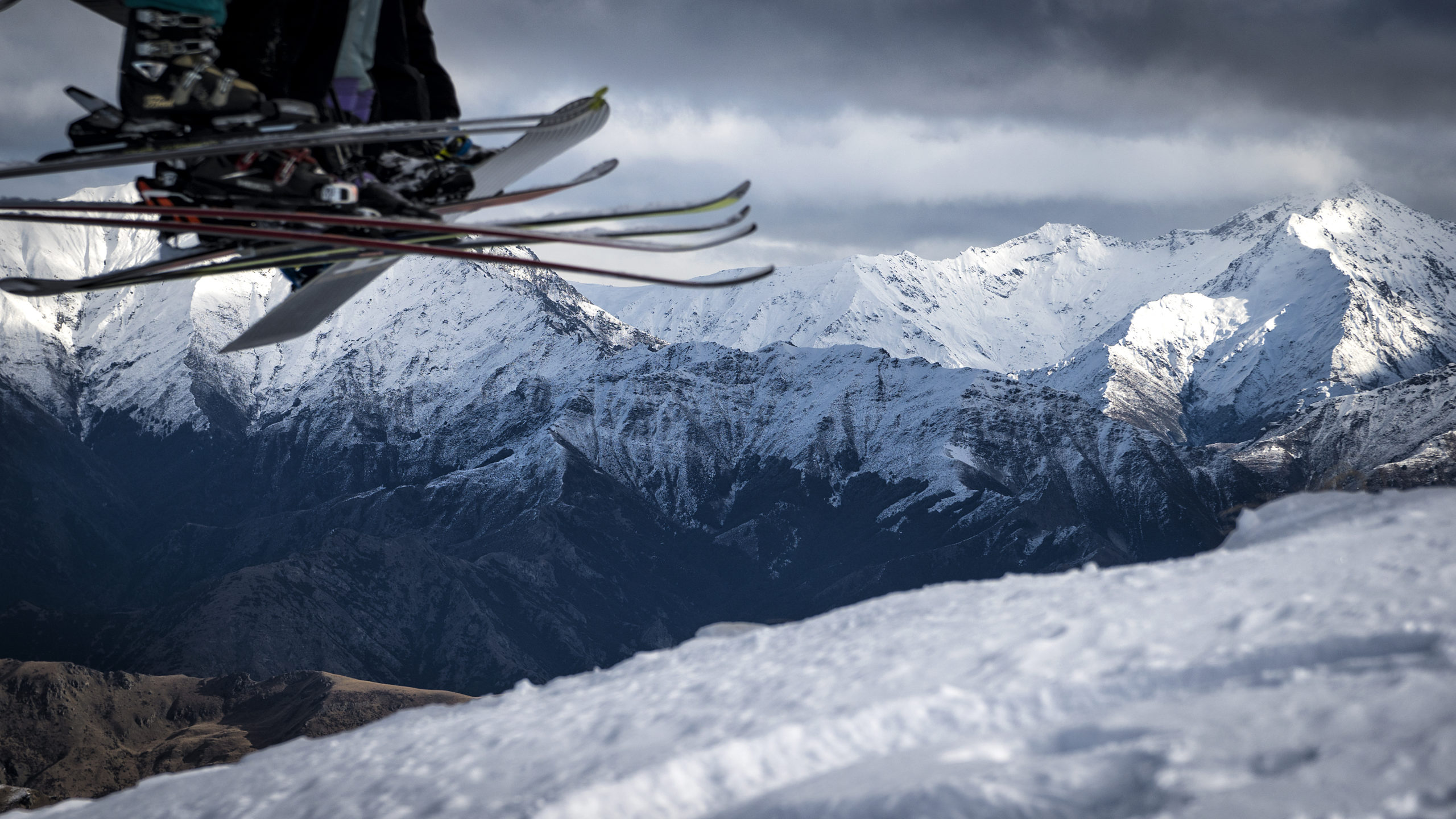 Skiers at Coronet Peak, Queenstown, New Zealand