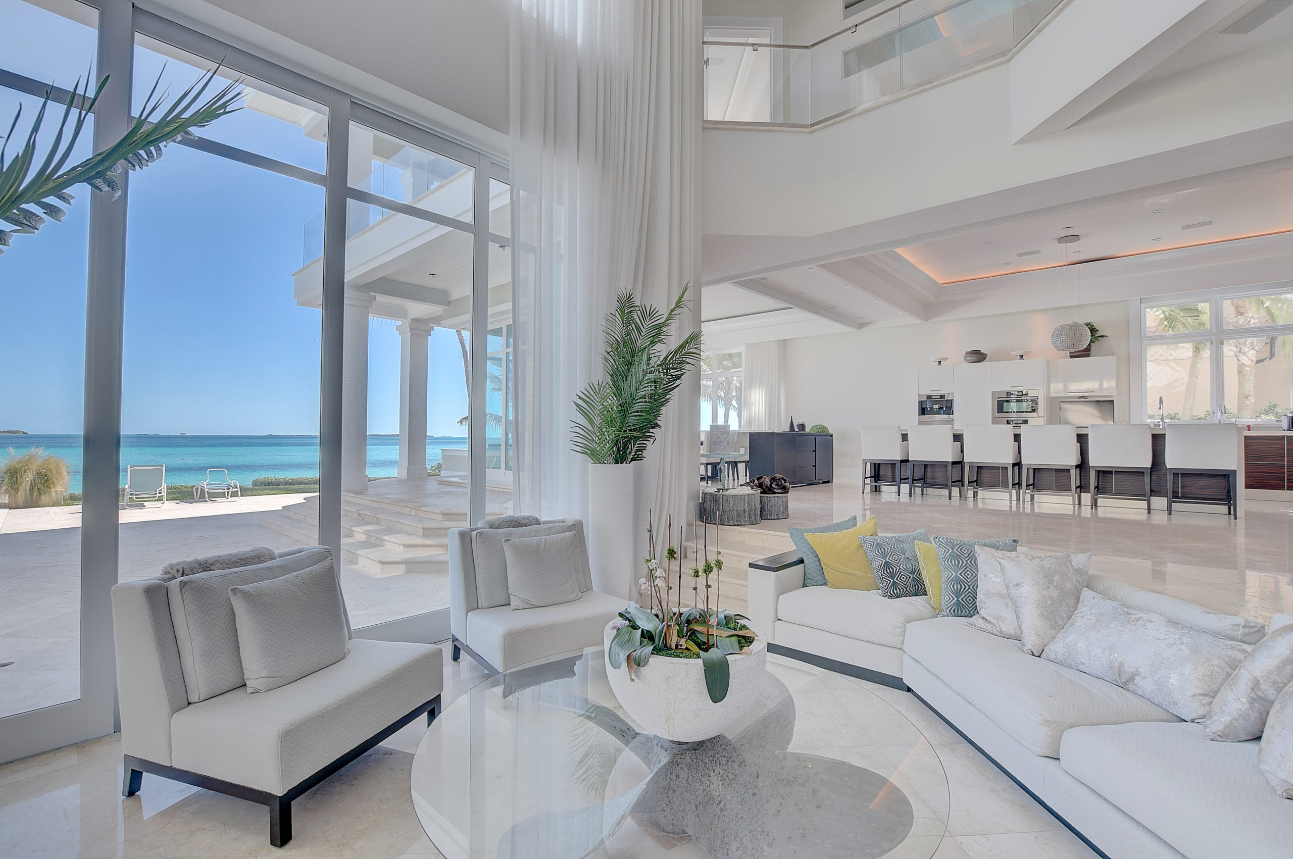living room with views of the ocean in Bahamas