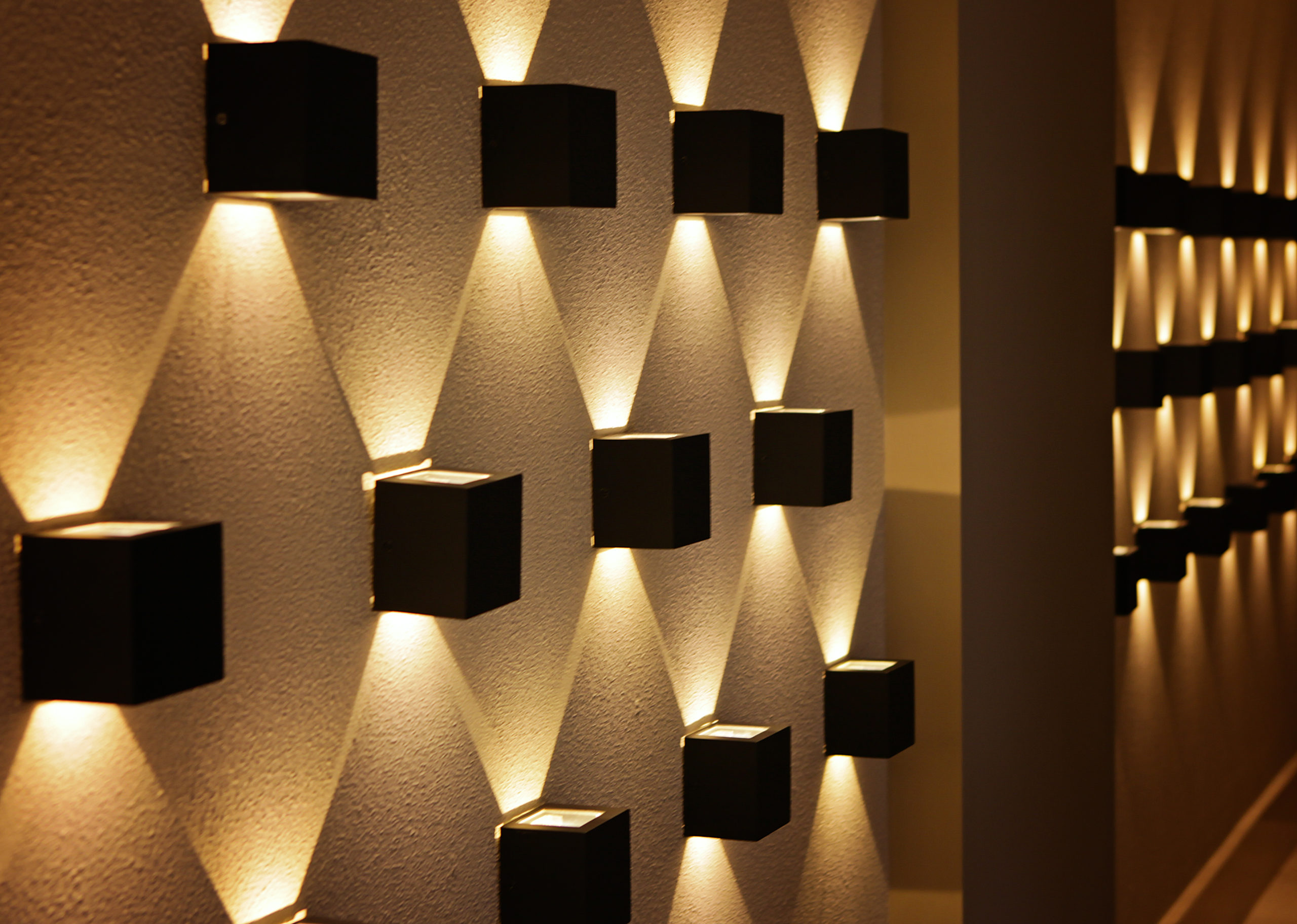 wall filled with cubed lights